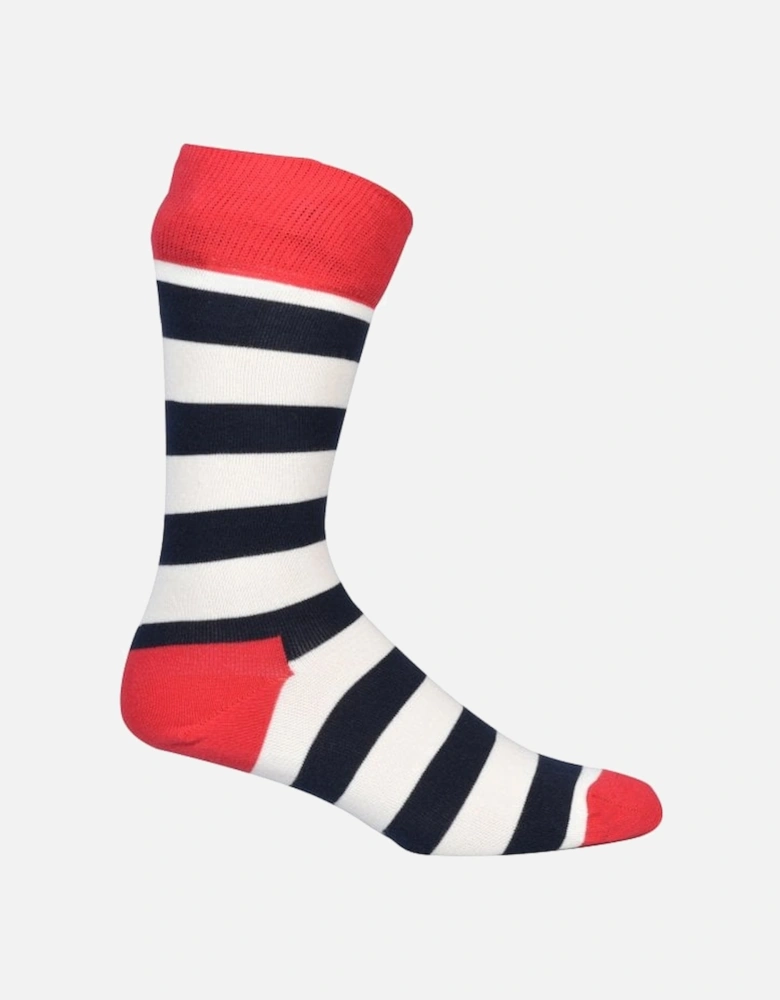 Stripe Socks, Navy/White/Red