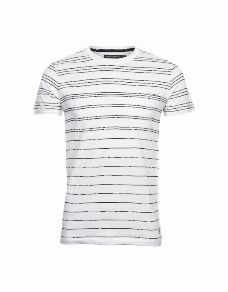 Striped Crew-Neck Pocket T-Shirt, White/navy