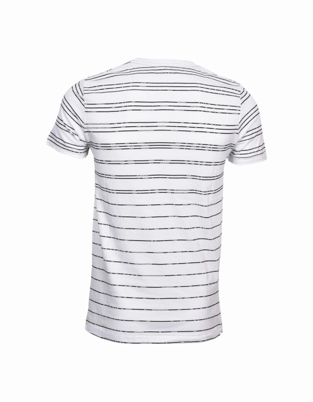 Striped Crew-Neck Pocket T-Shirt, White/navy