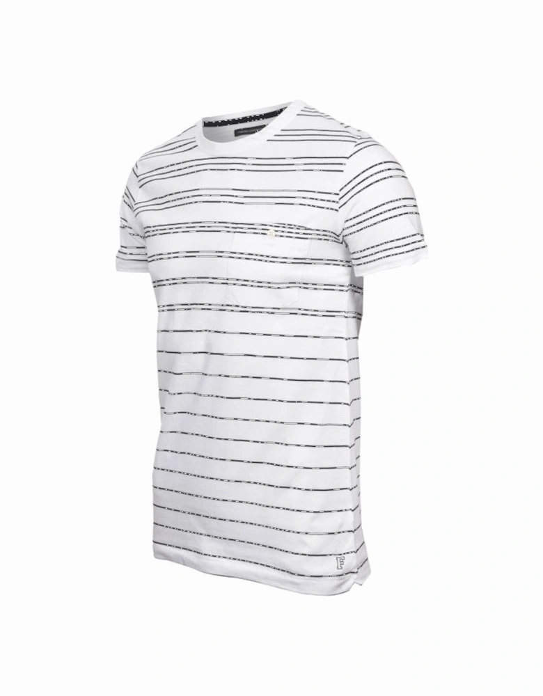 Striped Crew-Neck Pocket T-Shirt, White/navy