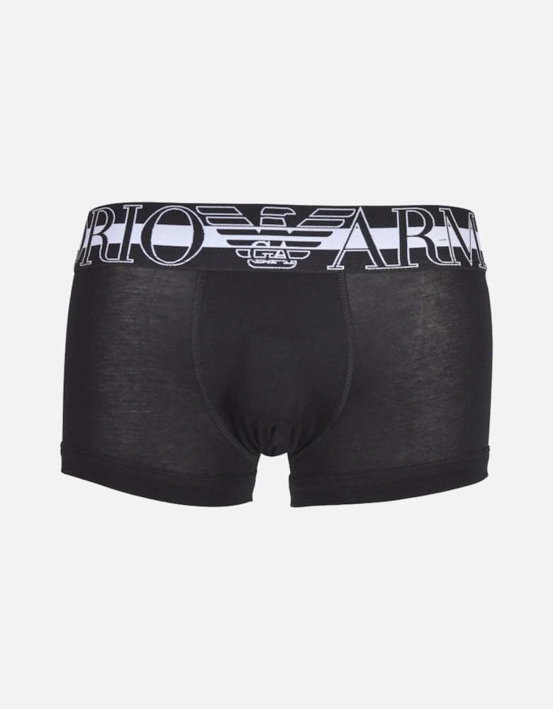 Striped Mega Logo Boxer Trunk, Black