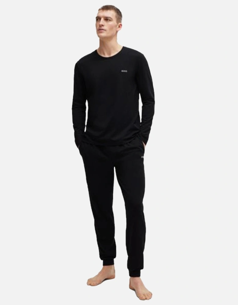 Luxe Jersey Long-Sleeve Loungewear T-Shirt, Black