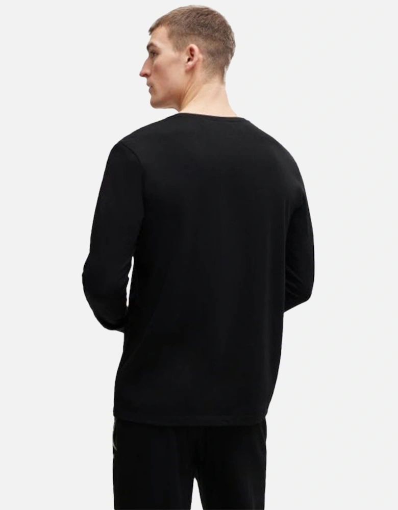 Luxe Jersey Long-Sleeve Loungewear T-Shirt, Black