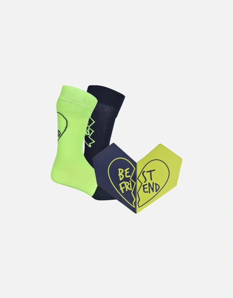 2-Pack Bestie Socks Gift Box, Navy/Green