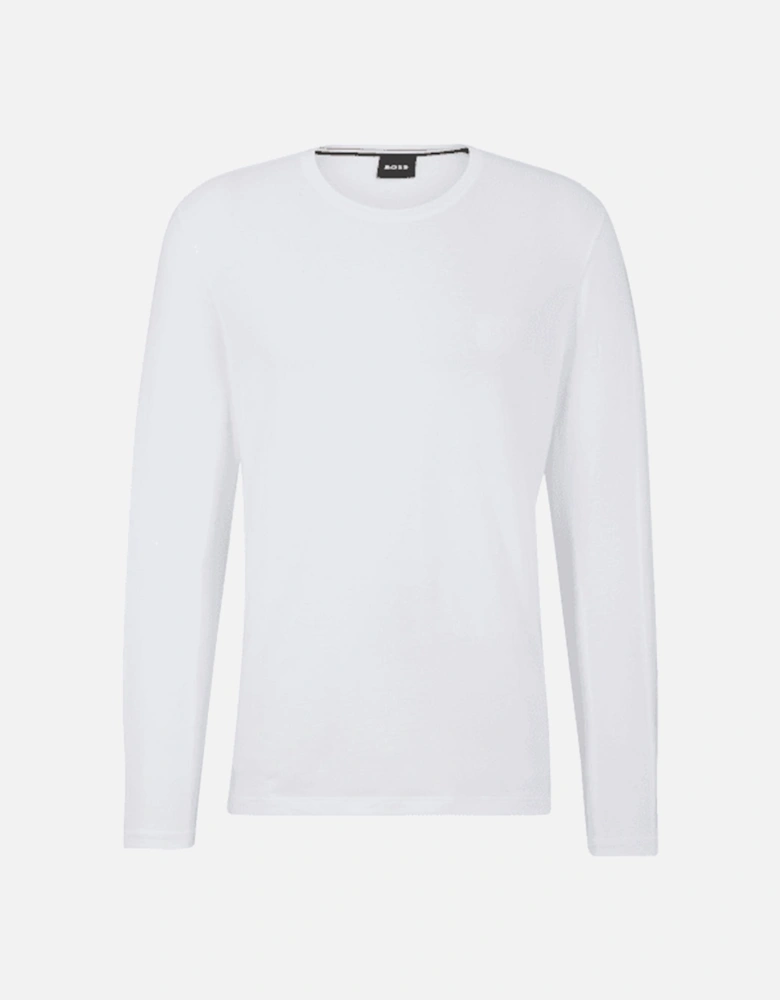 Luxe Jersey Long-Sleeve Loungewear T-Shirt, White