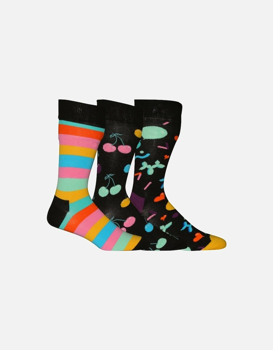 3-Pack Happy Birthday Socks Gift Box, Black/Multi