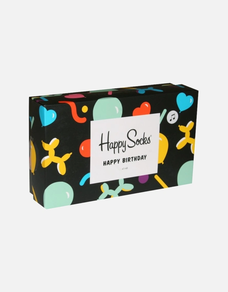 3-Pack Happy Birthday Socks Gift Box, Black/Multi