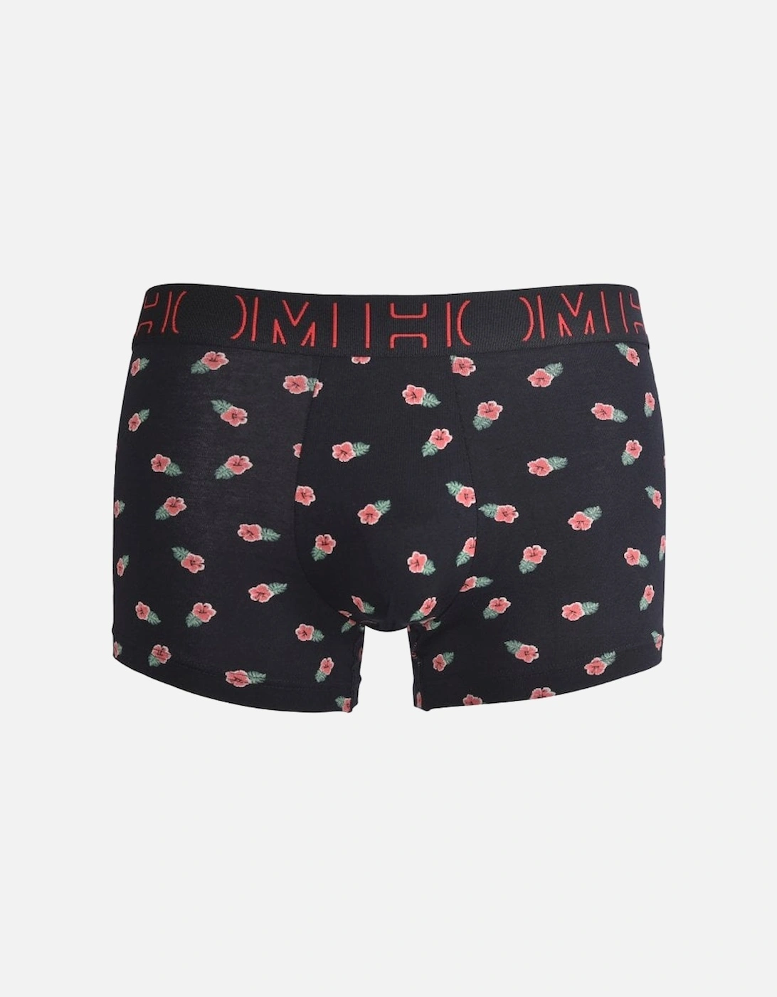 3-Pack Hibiscus Print Boxer Trunks, Red/Black