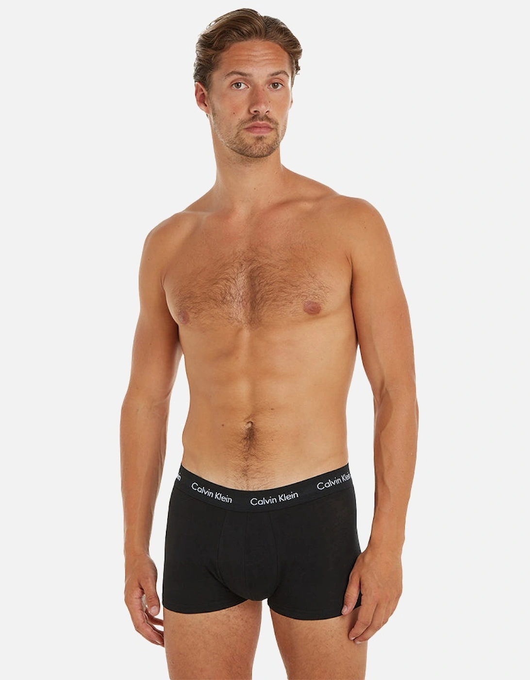 5-Pack Low-Rise Cotton Stretch Boxer Trunks, Black