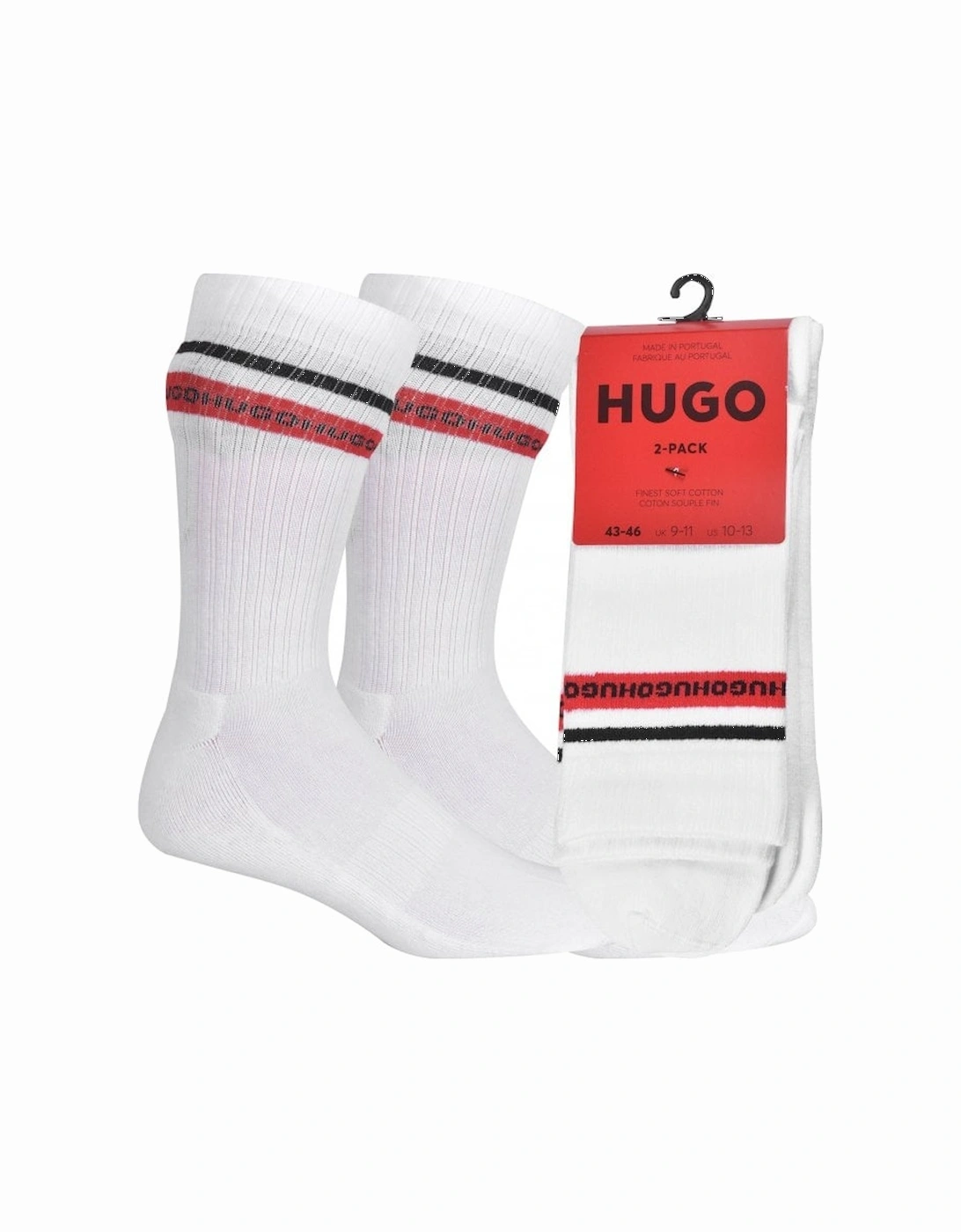 2-Pack Block Stripe Sports Socks, White, 5 of 4