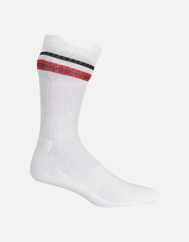 2-Pack Block Stripe Sports Socks, White