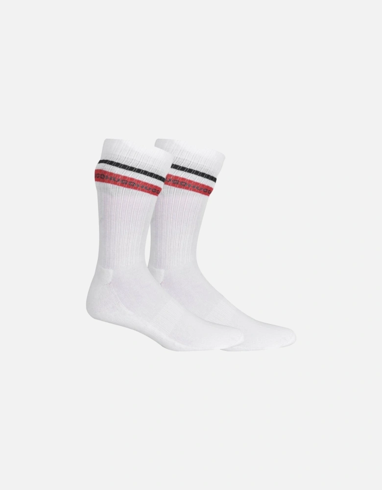 2-Pack Block Stripe Sports Socks, White