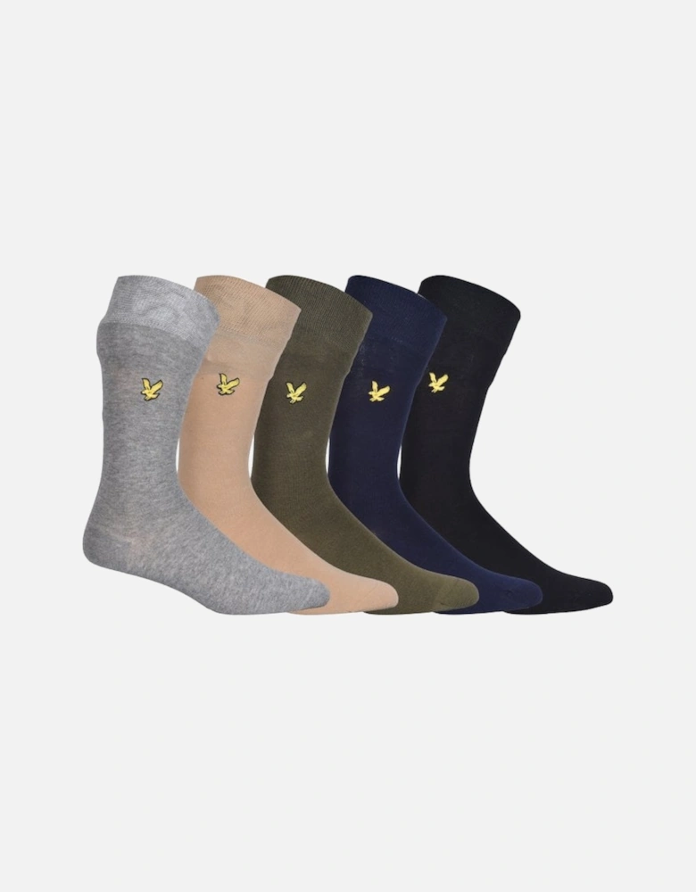 5-Pack Golden Eagle Logo Socks, Black/Olive/Beige/Navy/Grey