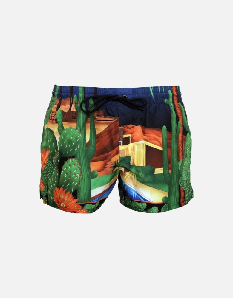 Luxe Palm Springs Print Swim Shorts, Multicolour