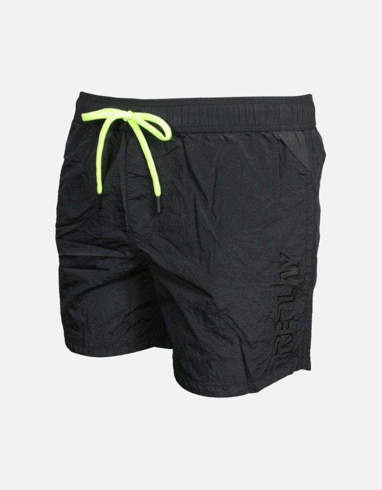 Luxe Side Tonal Logo Swim Shorts, Black