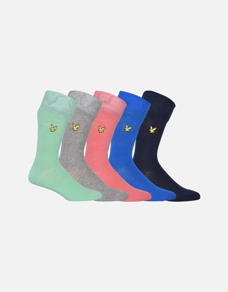 5-Pack Golden Eagle Logo Socks, Green/Pink/Navy/Blue/Grey