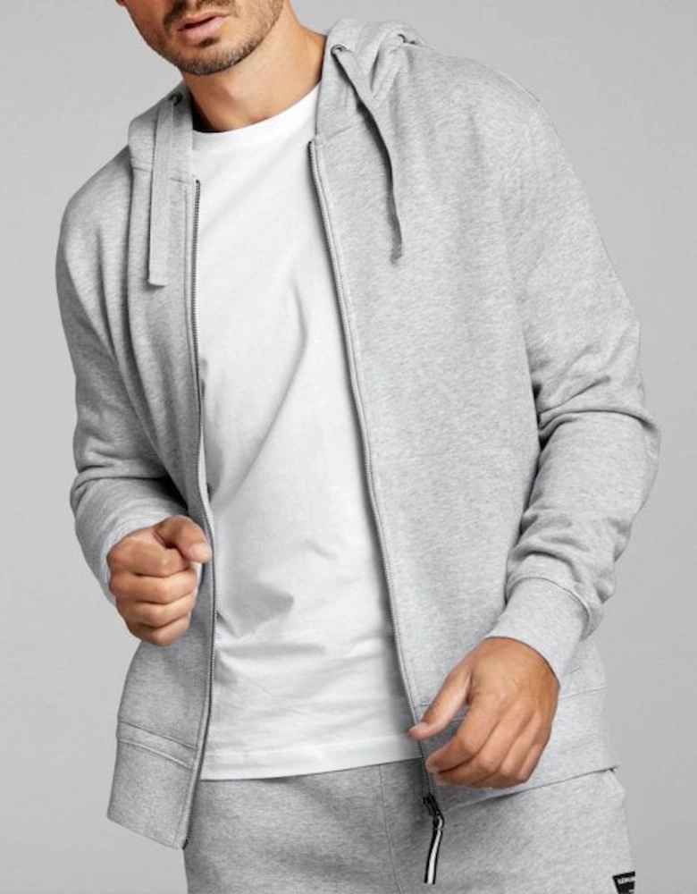 Centre Tracksuit Zip-Through Hoodie, Light Grey Melange