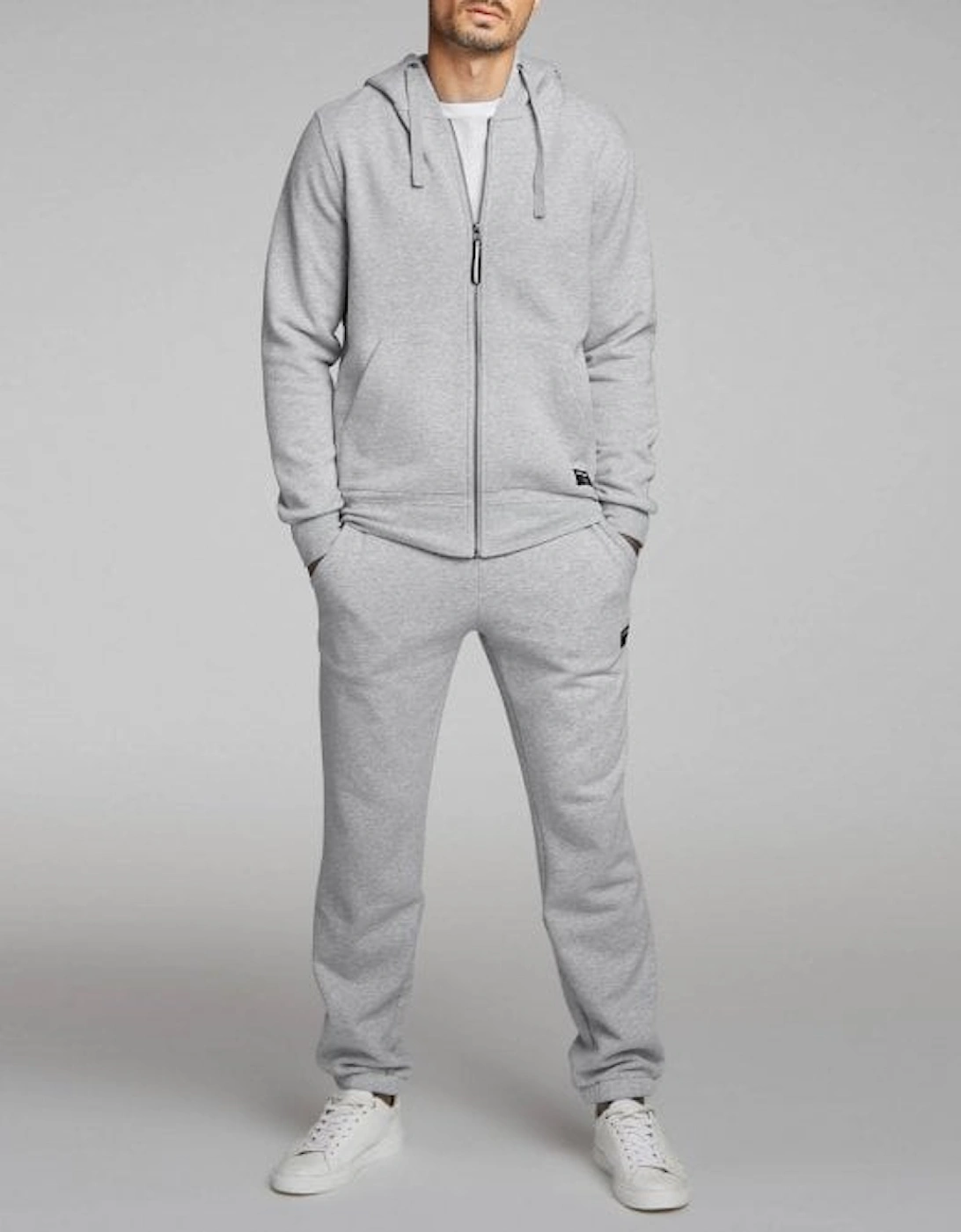 Centre Tracksuit Zip-Through Hoodie, Light Grey Melange