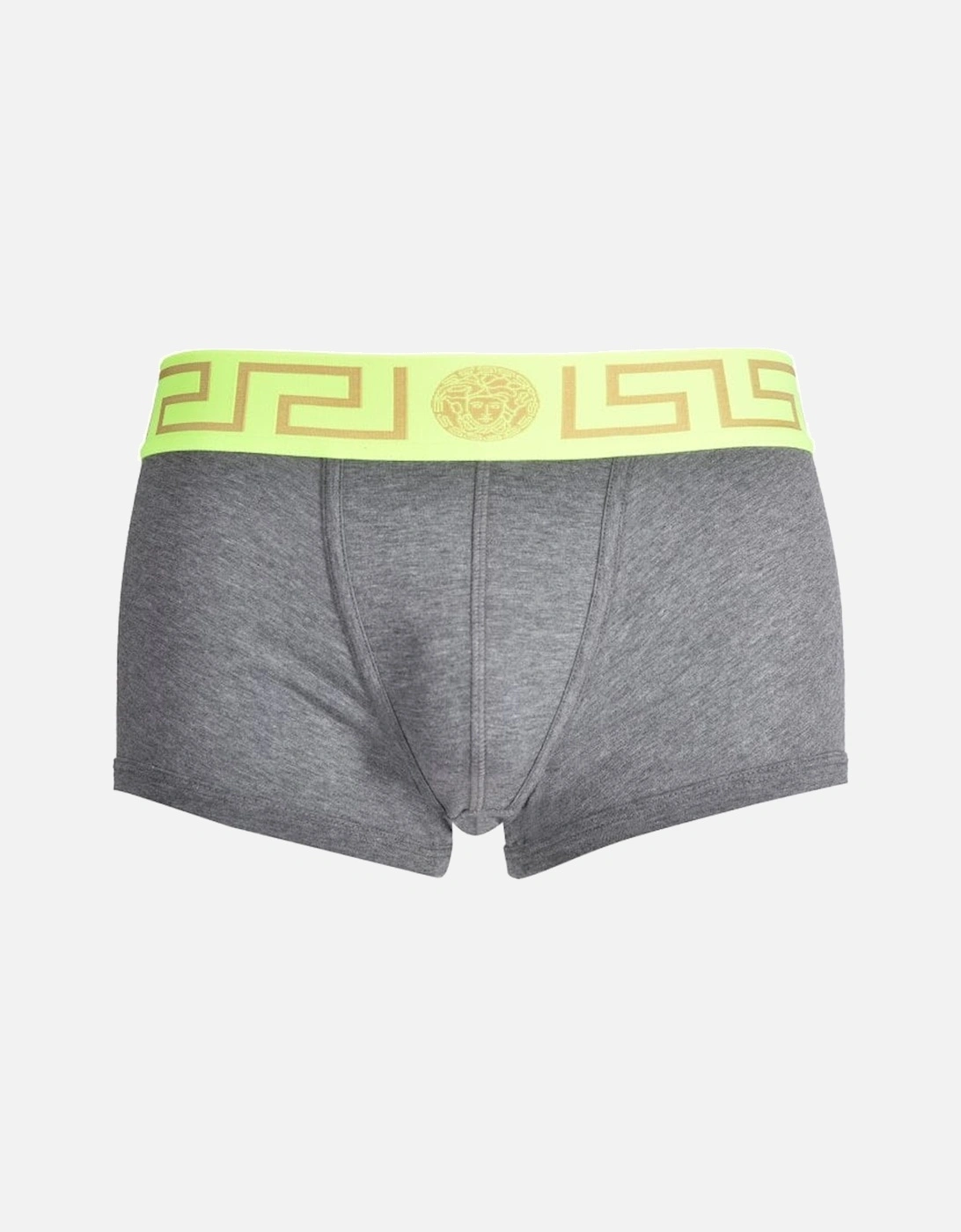Iconic Greca Low-Rise Boxer Trunk, Grey and Neon Yellow, 4 of 3