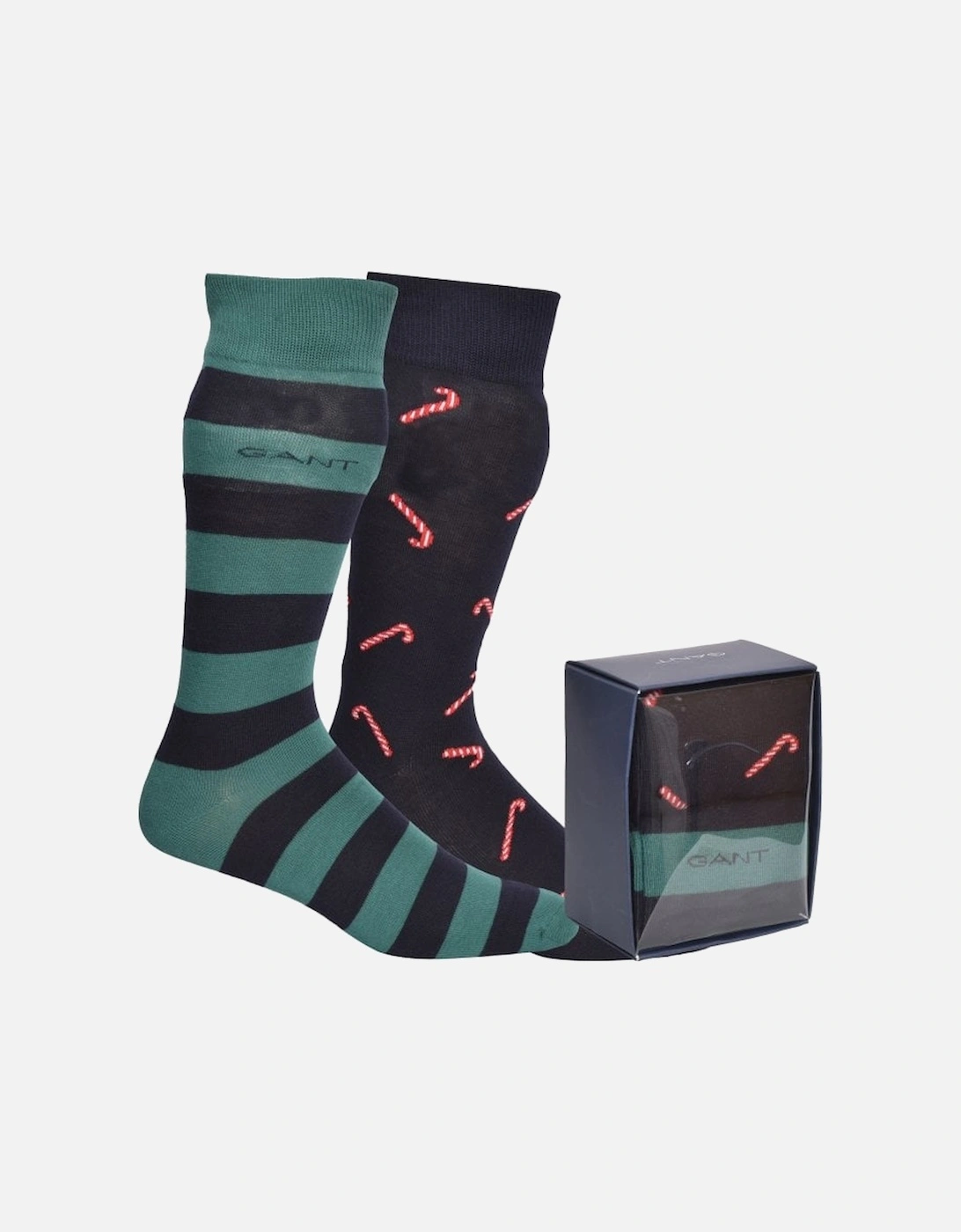 2-Pack Candy Cane & Stripe Socks Gift Set, Navy, 6 of 5