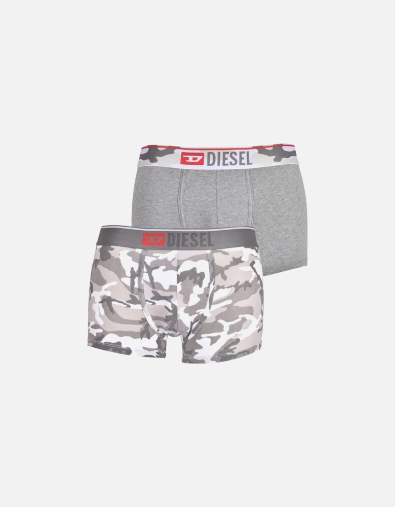 2-Pack Camo Print Boxer Trunks, Grey/Camo