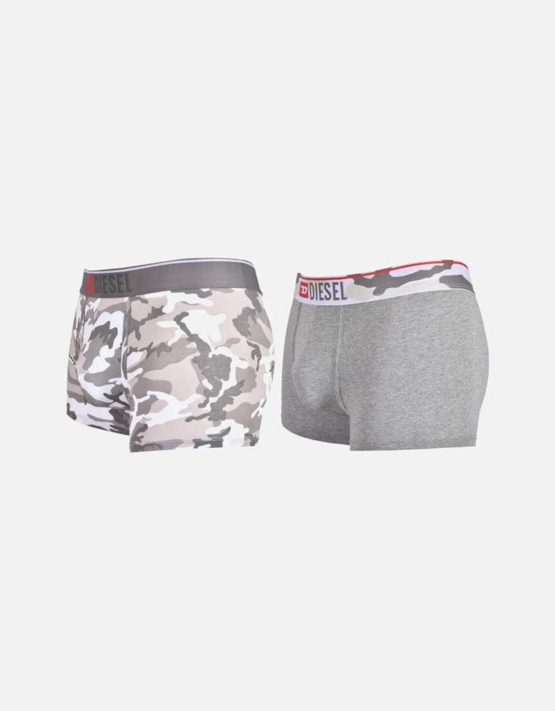 2-Pack Camo Print Boxer Trunks, Grey/Camo