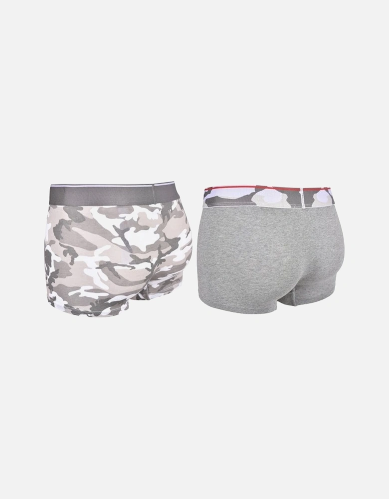 2-Pack Camo Print Boxer Trunks, Grey/Camo