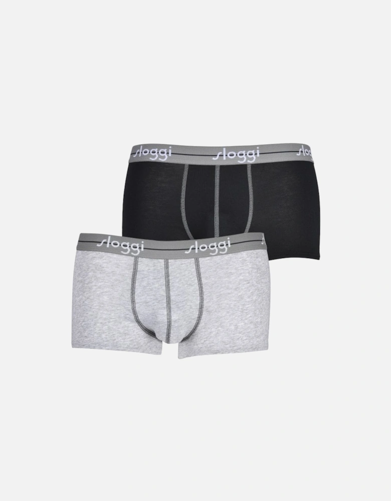 2-Pack Start Hipster Boxer Trunks, Grey/Black