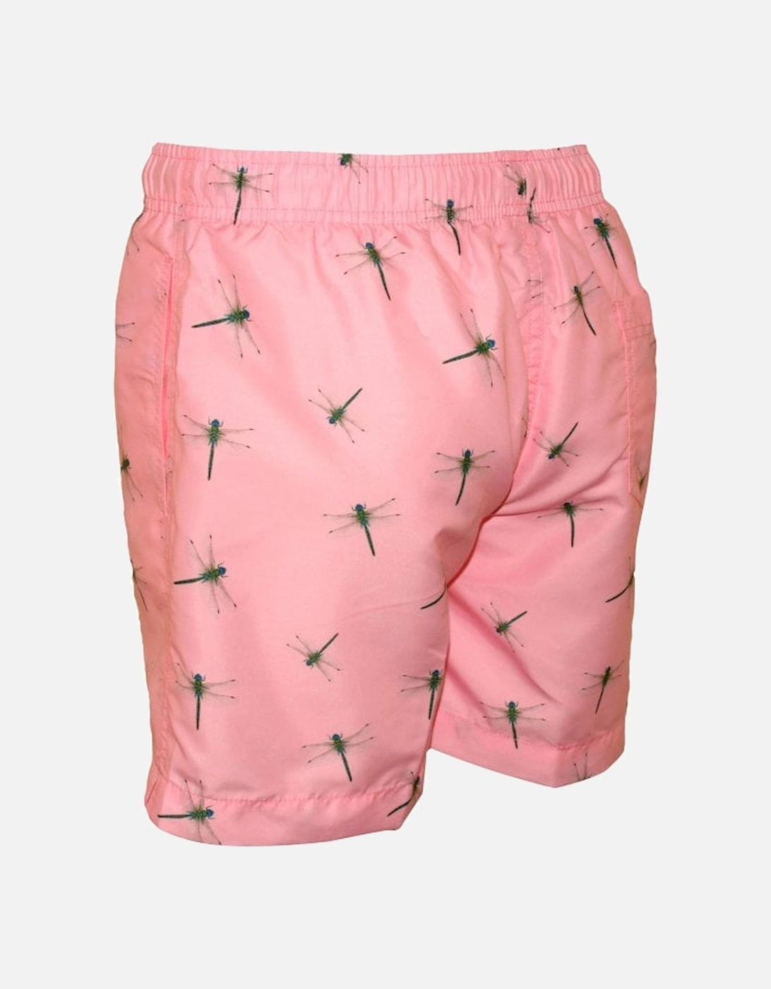 Dragonfly Print Swim Shorts, Pastel Pink