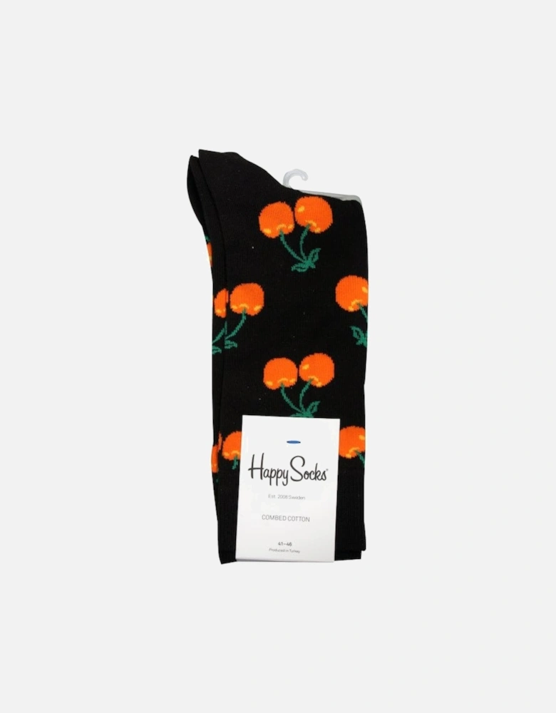 Cherry Socks, Black/orange