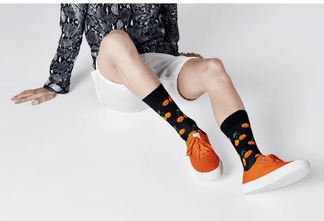 Cherry Socks, Black/orange