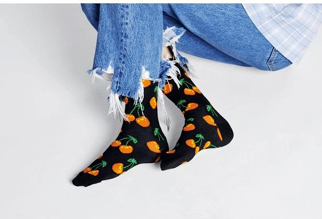 Cherry Socks, Black/orange