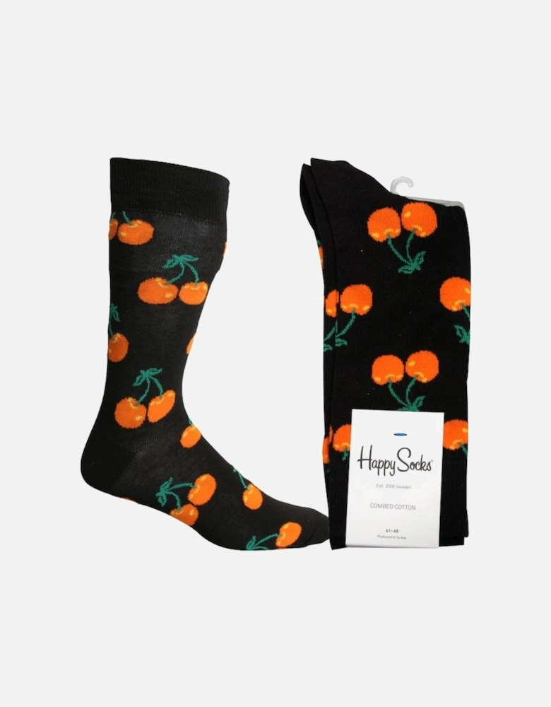 Cherry Socks, Black/orange