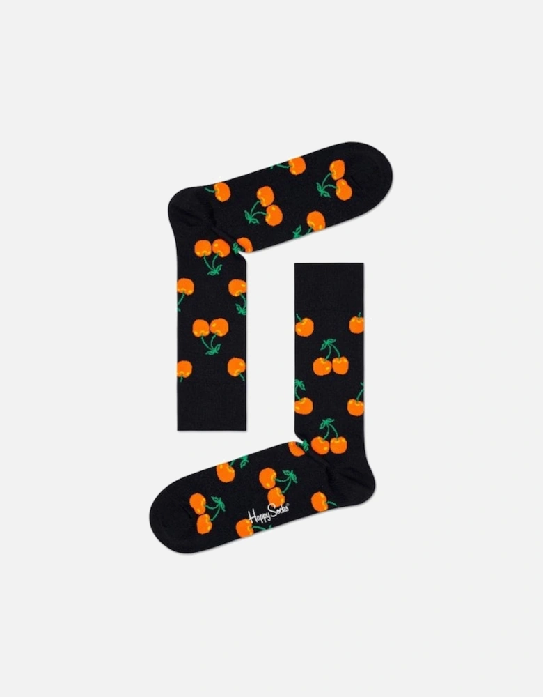 Cherry Socks, Black/orange