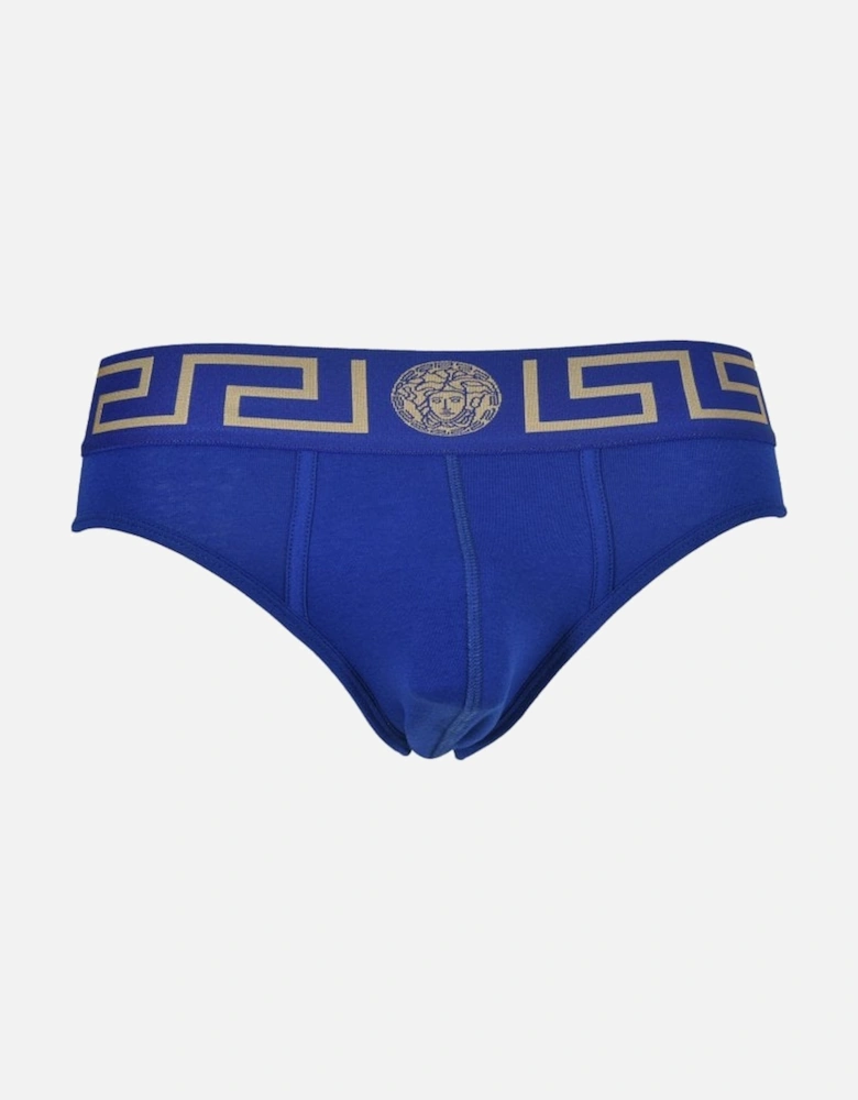 Greca Border Low-Rise Brief, Bluette/gold