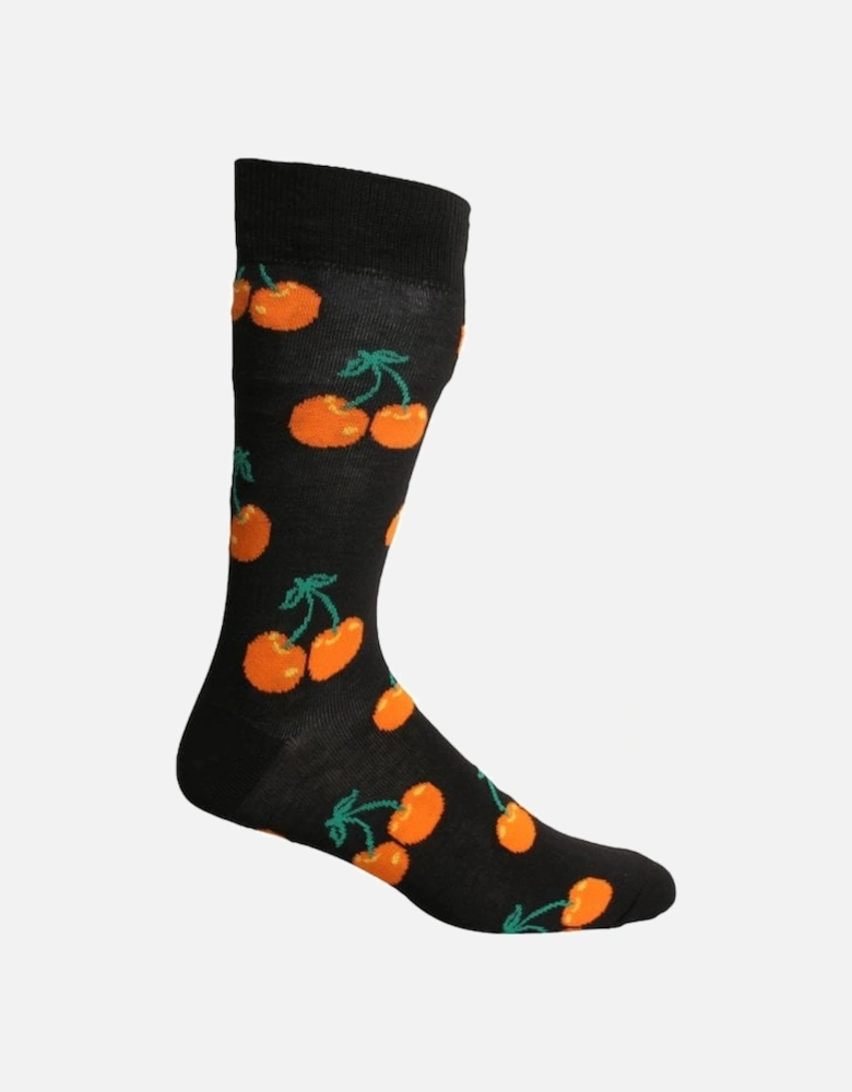 Cherry Socks, Black/orange