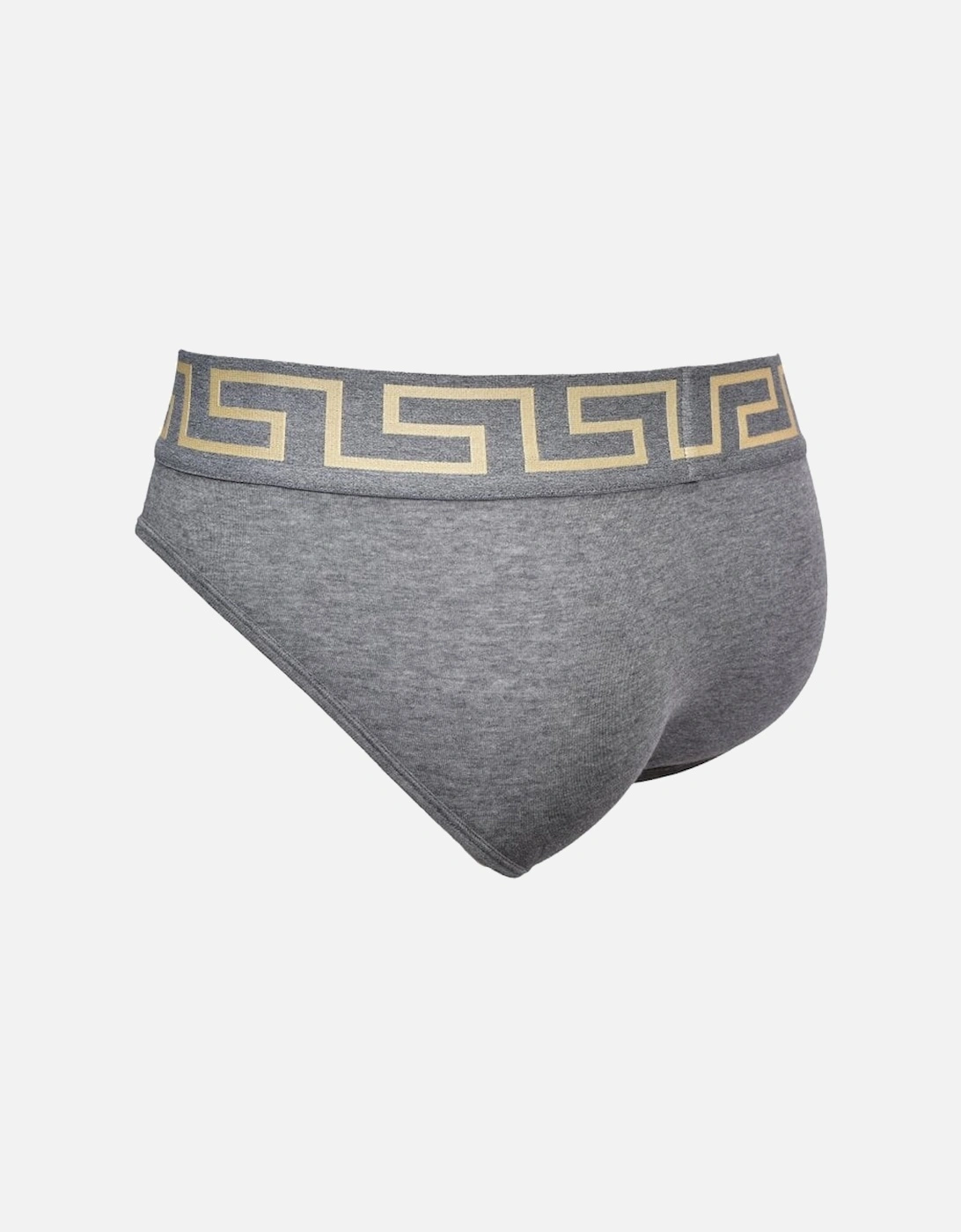 Greca Border Low-Rise Brief, Grey Melange