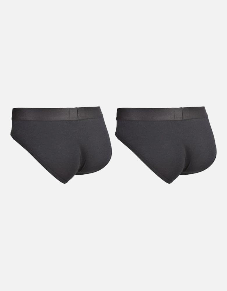 2-Pack Stretch Cotton Midi Briefs, Black