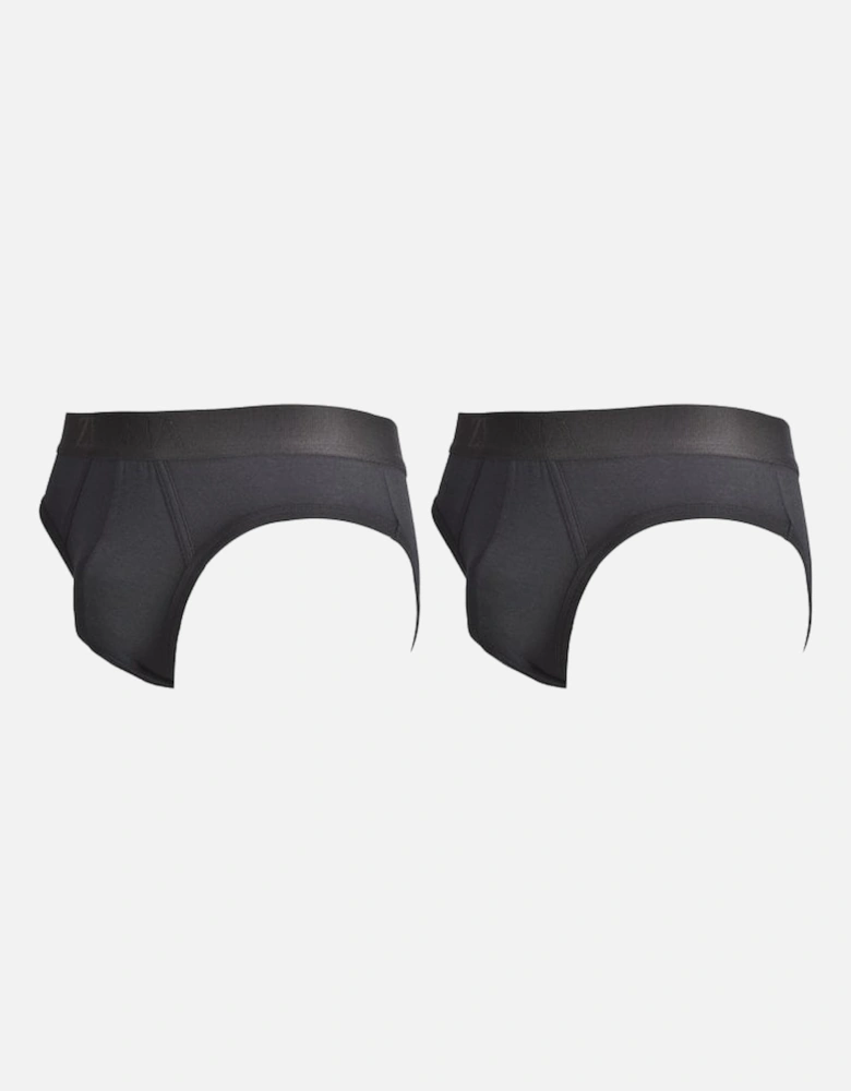 2-Pack Stretch Cotton Midi Briefs, Black