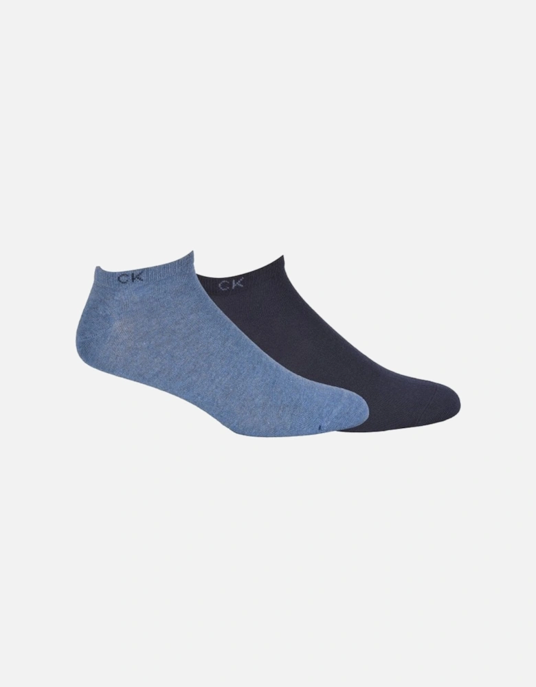 2-Pack Casual Trainer Socks, Denim Melange