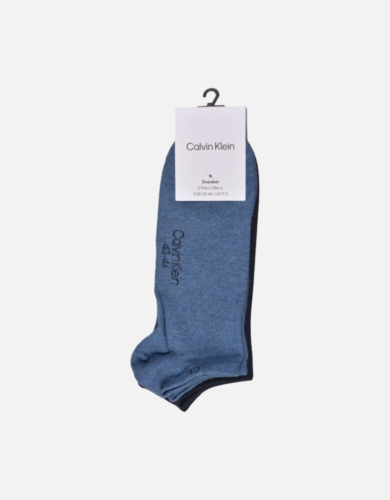 2-Pack Casual Trainer Socks, Denim Melange