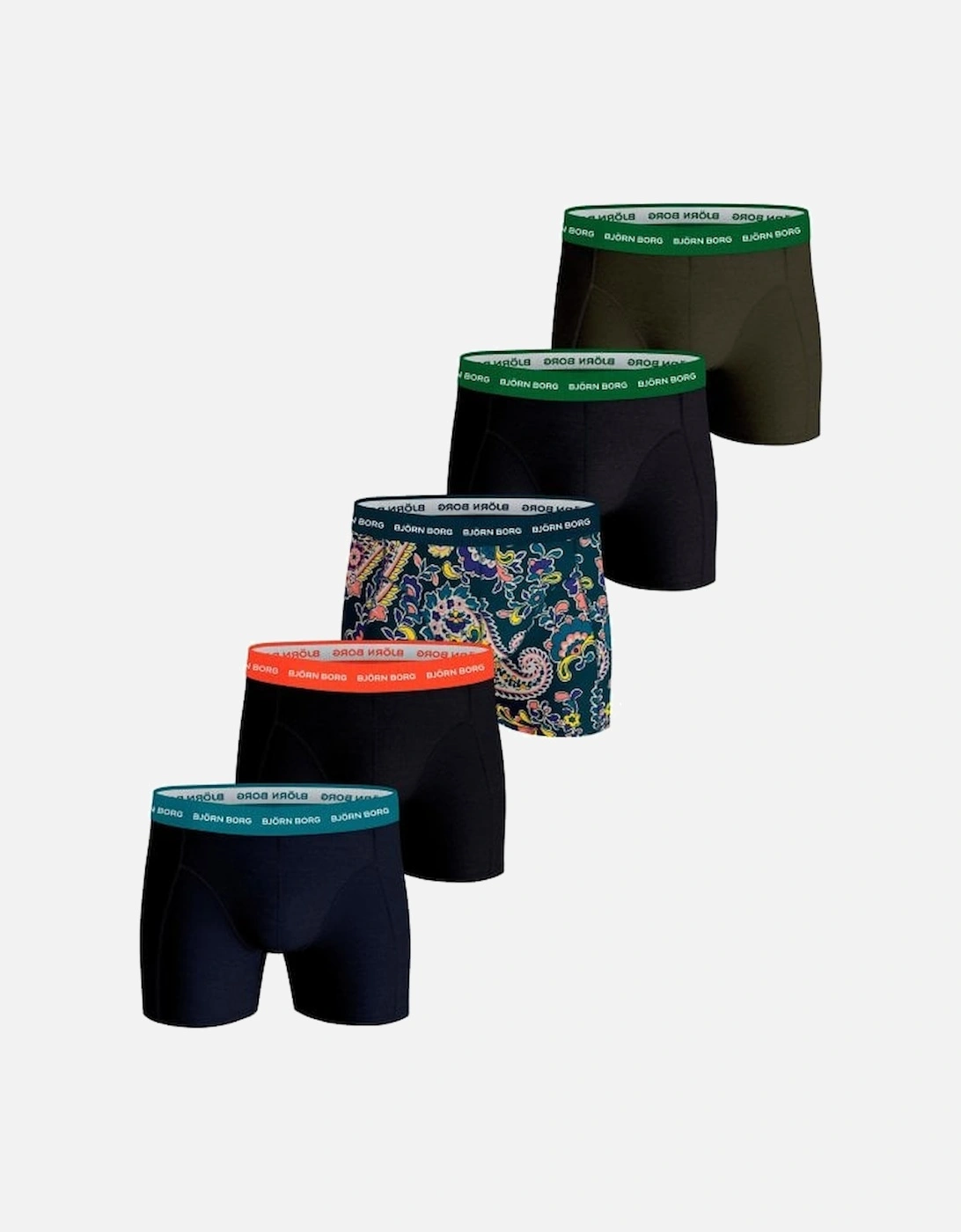 5-Pack Paisley & Solid Boxer Trunks, Multicoloured, 2 of 1