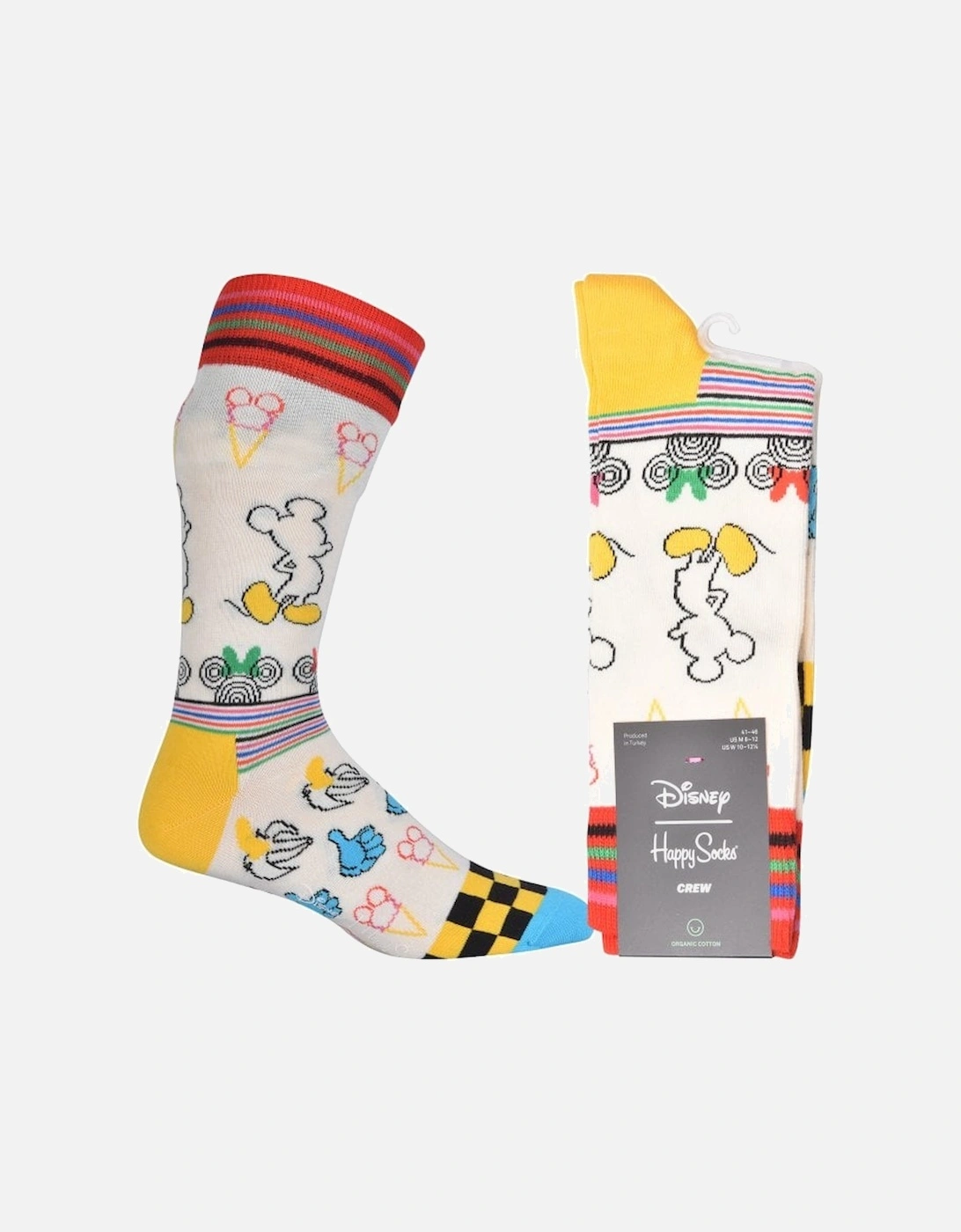 Sunny Sketch Disney Socks, White/multi, 4 of 3