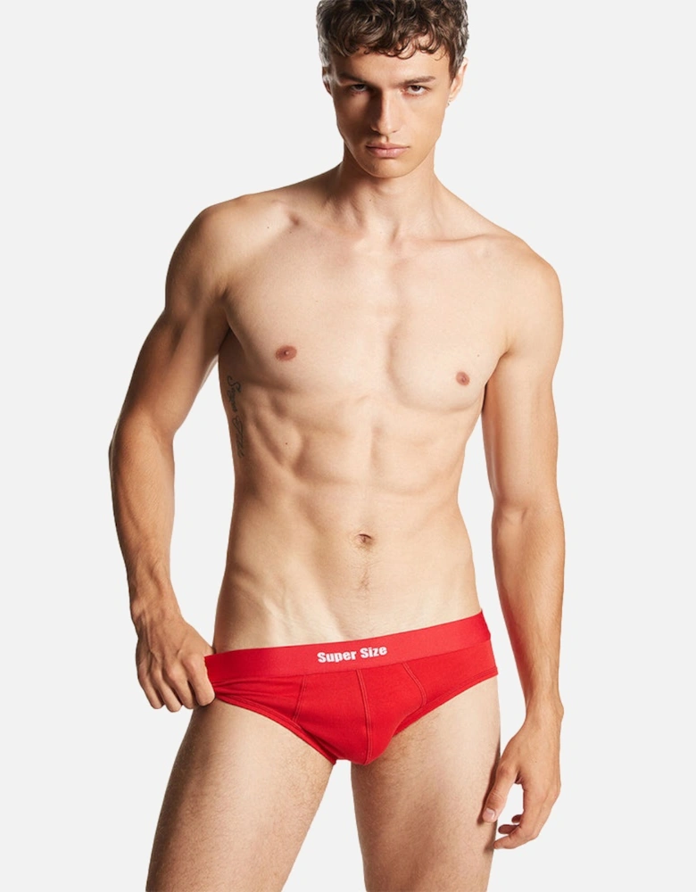 Super Size Logo Brief, Red/white