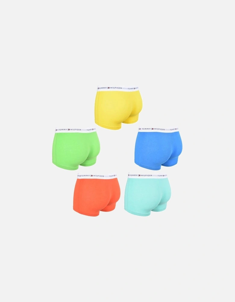 5-Pack Signature Cotton Boxer Trunks, Blue/Green/Teal/Red/Yellow
