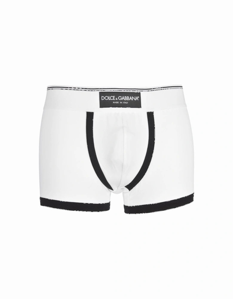 Made In Italy Label Contrast Trim Boxer Trunk, White