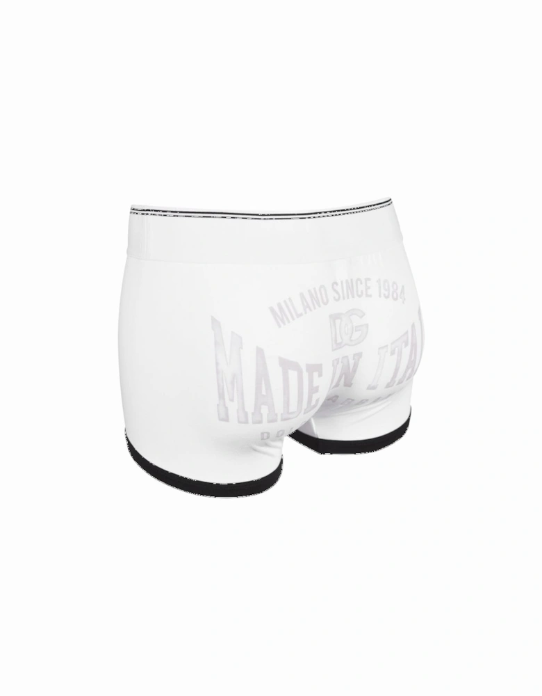 Made In Italy Label Contrast Trim Boxer Trunk, White