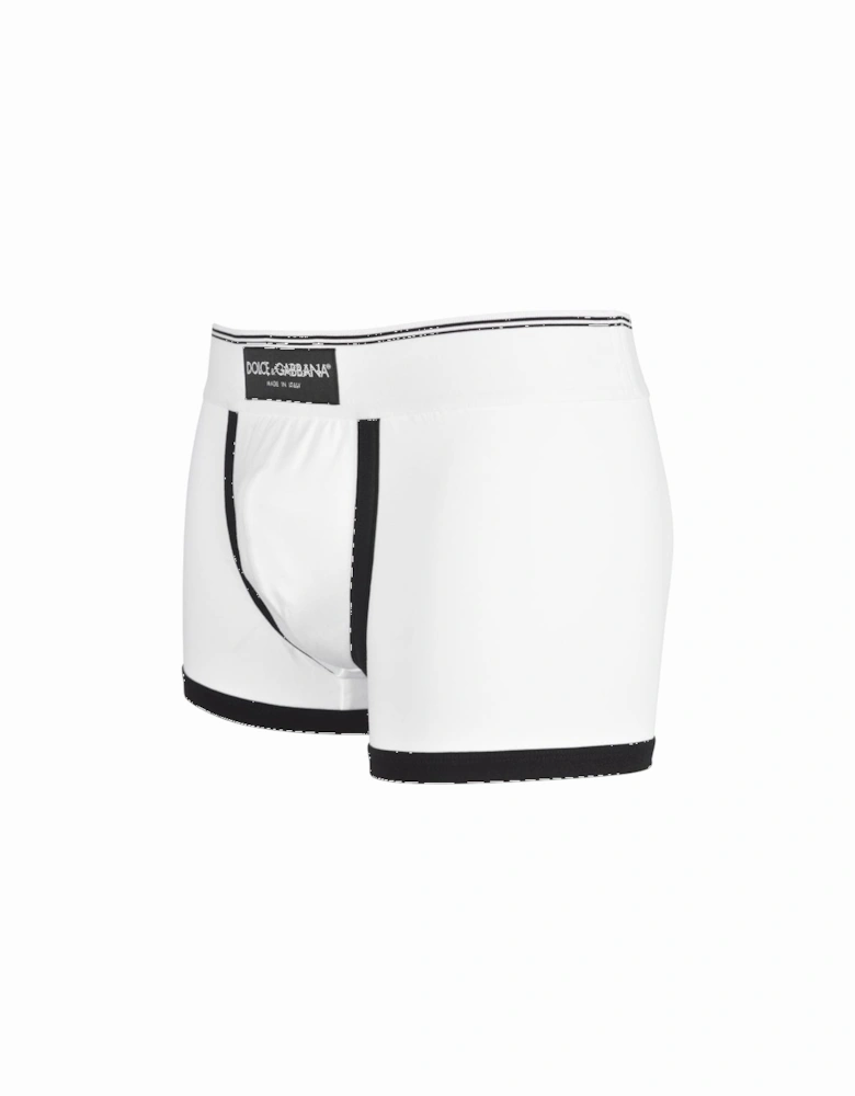 Made In Italy Label Contrast Trim Boxer Trunk, White