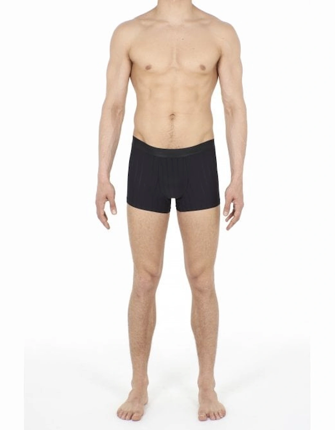 Chic Ribbed Comfort Boxer Trunk, Black