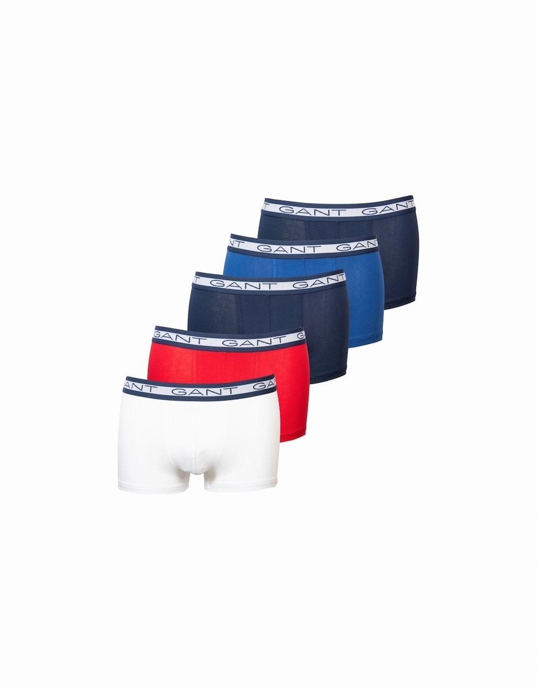 5-Pack Striped Waist Boxer Trunks, Red/Navy/White/Blue, 9 of 8